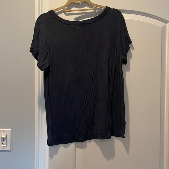 Gray Blue key hole neck rayon tee shirt - Picture 2 of 3